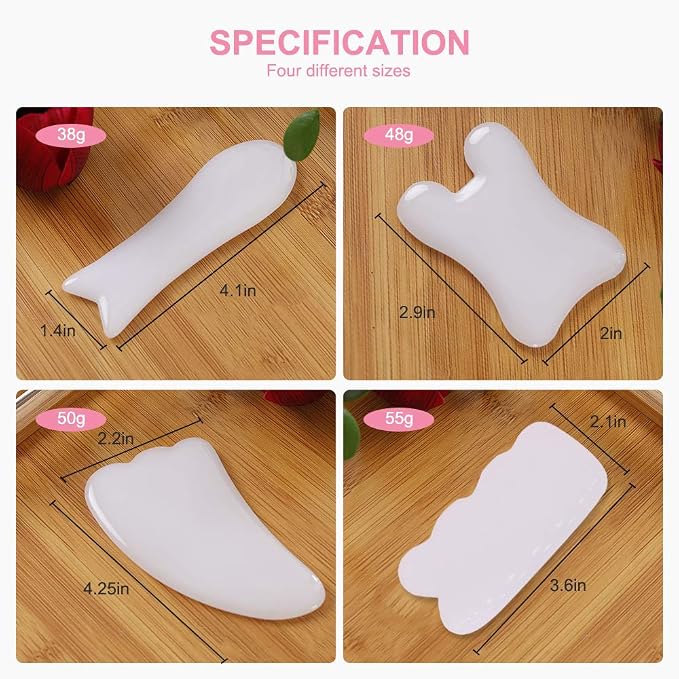 airogym 4 Pack Gua Sha Scraping Massage Tool, Natural Stone Gua Sha Board - Image 6