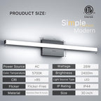 30Inch LED Bathroom Vanity Light Bar 5700K Dimmable Led Bathroom Light Over - Image 2