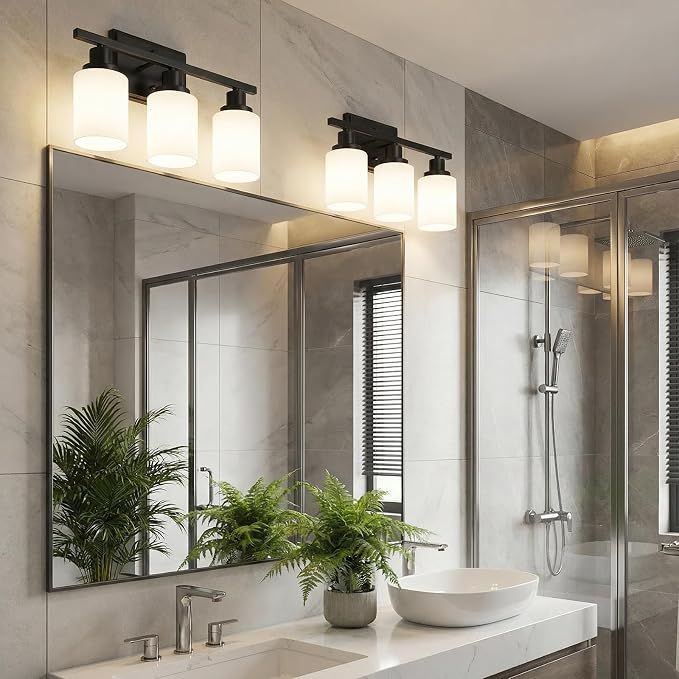 Ascher Bathroom Light Fixtures, 3-Light Vanity Light Over Mirror, Modern Matte - Image 9