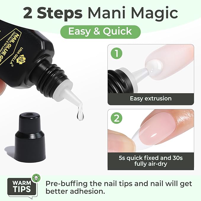 UNA GELLA Gel Nail Glue for Press Ons: 10s Fast Dry No U V Lamp Needed Glue Gel - Image 2