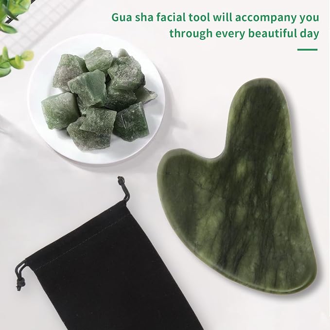 Gua Sha Facial Tools, Natural Jade Guasha Tool - Image 6