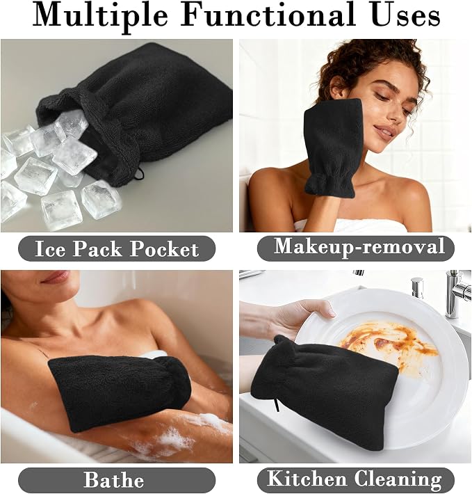 VOOVA & MOVAS Black Washcloths for Body 6PC, 8.3"x6.3" - Image 5