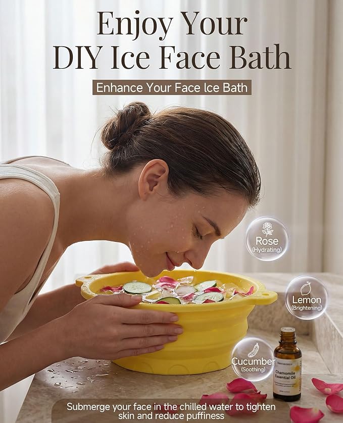 Face Ice Bath Bowl with Built-in Ice Tray, Collapsible Silicone Face Bowl - Image 2