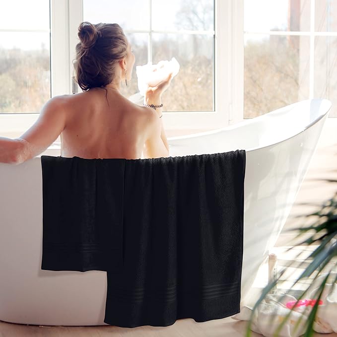 BOUTIQUO 6 Pack Cotton Towel Set, Contains 2 Bath Towels 28x55 inch, 2 Hand - Image 4