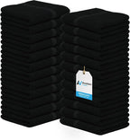 Avalon Towels Cotton Washcloths 24-Pack – 12 x 12 Inch Black Super Soft & by AvalonTowels