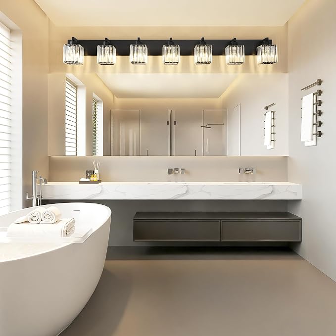 Aipsun Black Vanity Light Crystal Bathroom Lighting Fixtures Modern Bathroom - Image 4