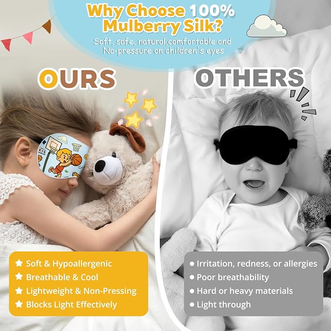 Kids Silk Sleep Mask – 100% Mulberry Silk Eye Cover, Kid Eye Mask - Image 6