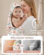 Yoofoss Hooded Baby Towels for Newborn 2 Pack 100% Muslin Organic Cotton Baby - Image 3
