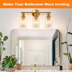 DLLT 3-Light Bathroom Light Fixtures: Gold Modern Vanity Wall Lights - Image 2