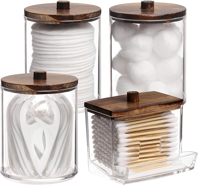 Tbestmax 4 Pack Qtip Holder Bathroom Container, 10/7oz Cotton Ball/Swabs by Tbestmax