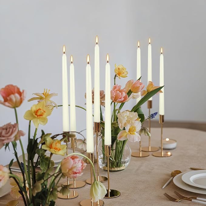 WPONSZU 50 Pack Ivory Taper Candles, 7-8 Hours Burn Time, Smokeless and Dripless - Image 3
