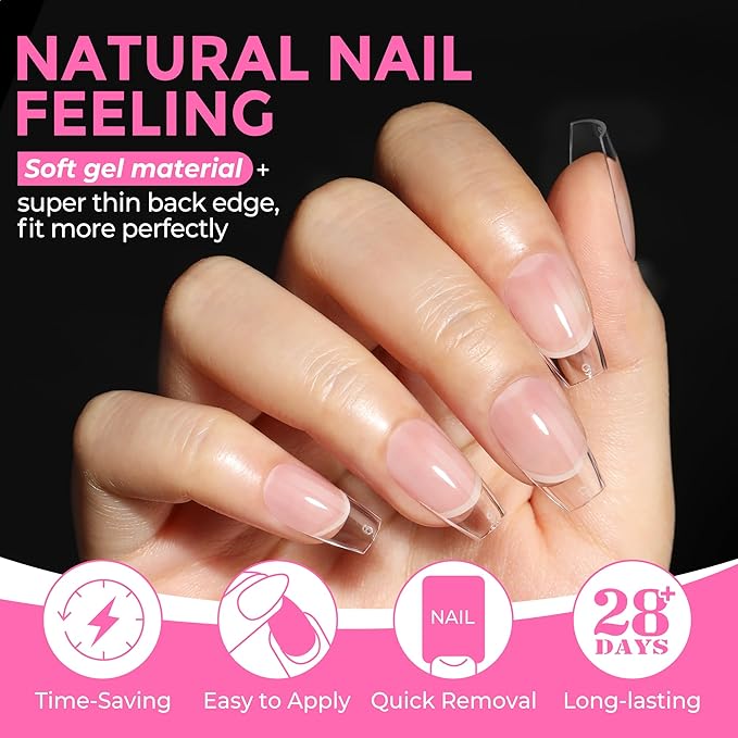 UNA GELLA Short Coffin Nail Tips: 216pcs Short Coffin Press on Nails Pre-shape - Image 4