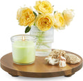 Small Round Decorative Tray Acacia Wood Bathroom Counter Organizer Pedestal by Unknown