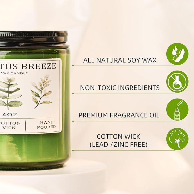 Eucalyptus & Mint Candles for Home Scented, 20 Hours Burn Soy Candle Gift for - Image 3