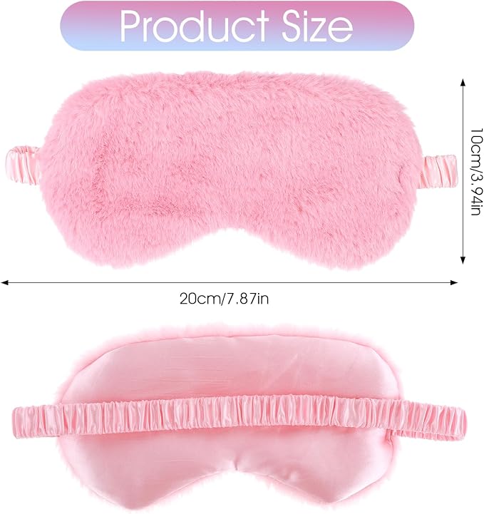 2 Pcs Plush Eye Mask Soft Sleeping Blindfold Eye Cover Comfortable Furry Faux - Image 2
