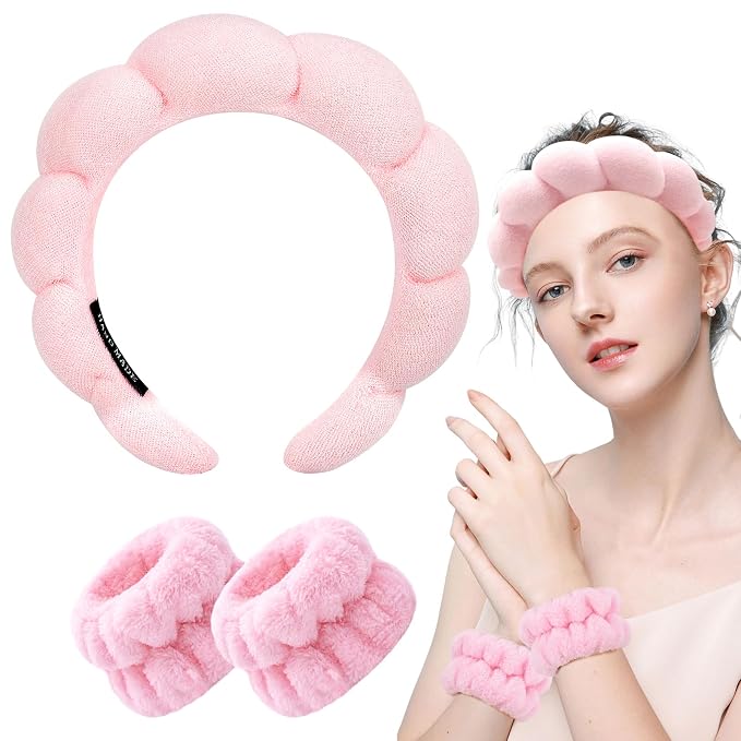 Zkptops Spa Headband for Washing Face Wristband Sponge Makeup Skincare Headband - Image 8