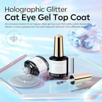 modelones Rainbow Cat Eye Gel Nail Polish Top Coat, 2-in-one 9D Glitter Clear - Image 9