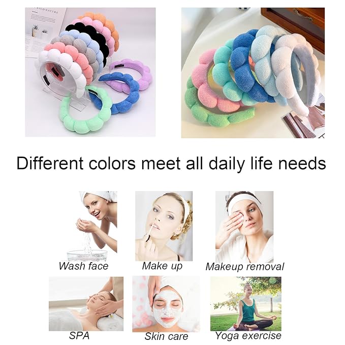 Spa Headbands for Washing Face Makeup Skin Care Headband Women Bubble Facial - Image 5