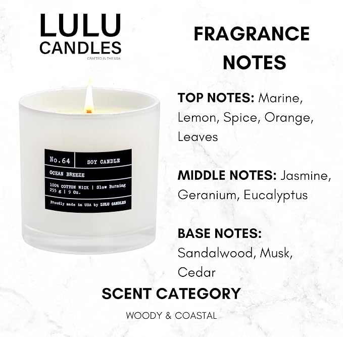 Lulu Candles | Ocean Breeze | Luxury Scented Soy Jar Candle | Hand Poured in - Image 3
