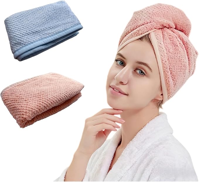 2 Pack Microfiber Hair Towel Wrap by Unknown