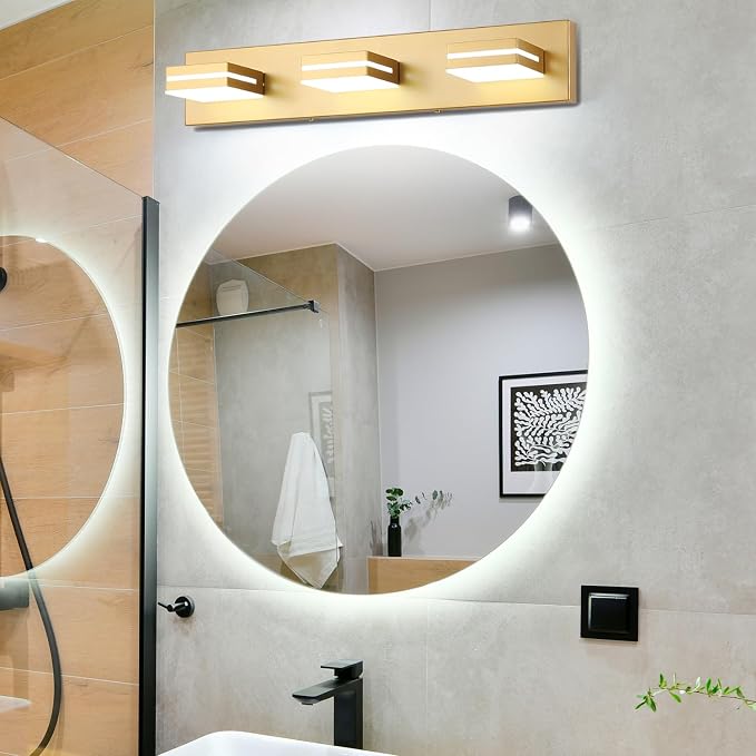 SineRise LED Modern Bathroom Vanity Light Fixtures, Matte Gold Modern Acrylic - Image 7