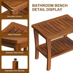 Large Teak Wood Shower Bench Stool - Image 4