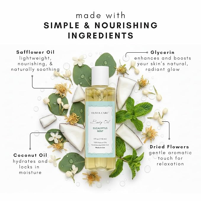 Olivia Care Body Oil Eucalyptus Mint Vegan & Natural | Hydrating & Moisturizing - Image 3