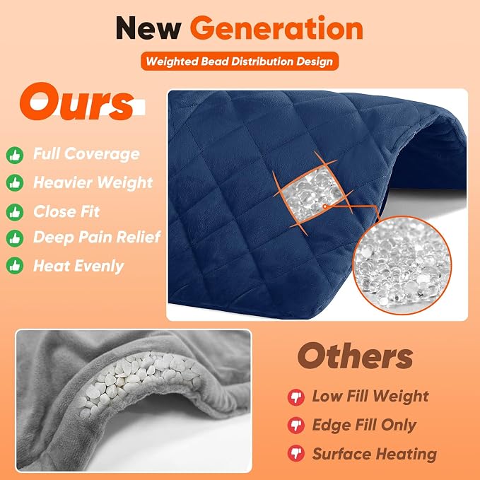 Blue Weighted Heating Pad for Neck Shoulders and Back, Valentines Day Gifts for - Image 4