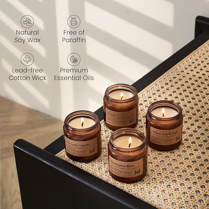 M&SENSE 4 Pack Candle Gift Set, Scented Candle Sets - Image 3
