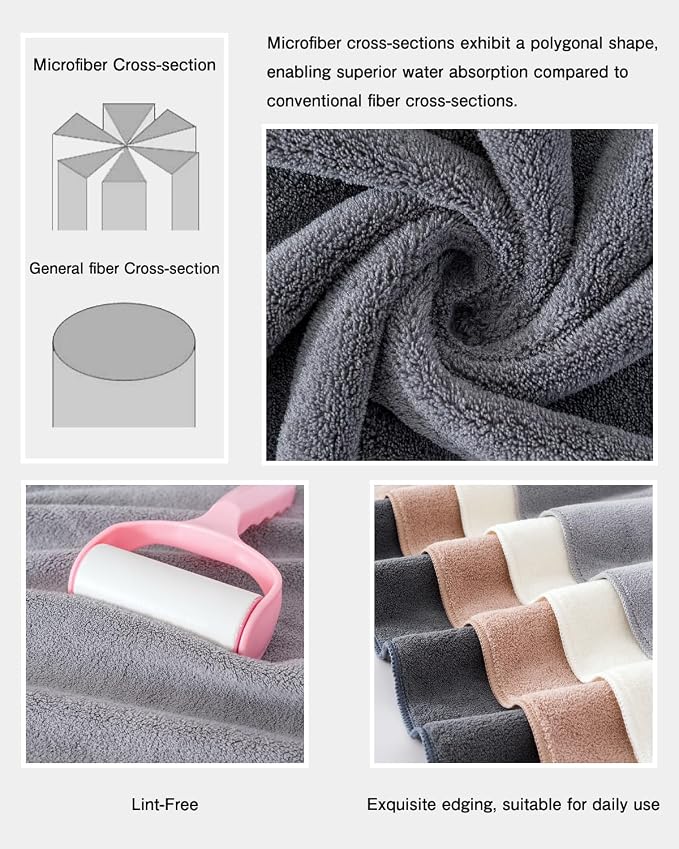 sakano 6-Piece Colorful Microfiber Bath Towel Set - Image 4