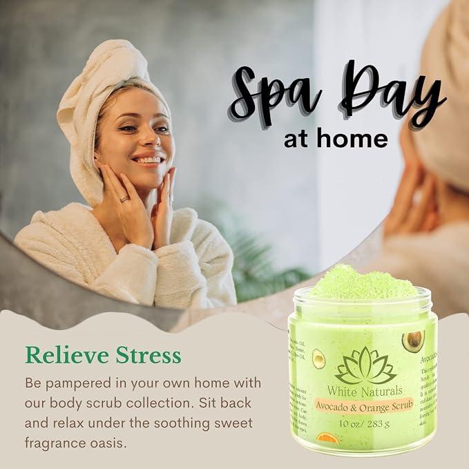 Organic Avocado & Orange Body Scrub Moisturize & Soften Skin, Pure Natural - Image 7