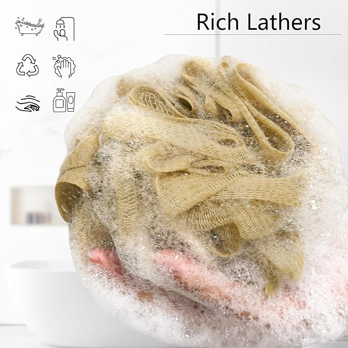Yoget 4 Pack Shower Loofah Sponge, 60G Bath Sponge, Soothe Skin - Image 3