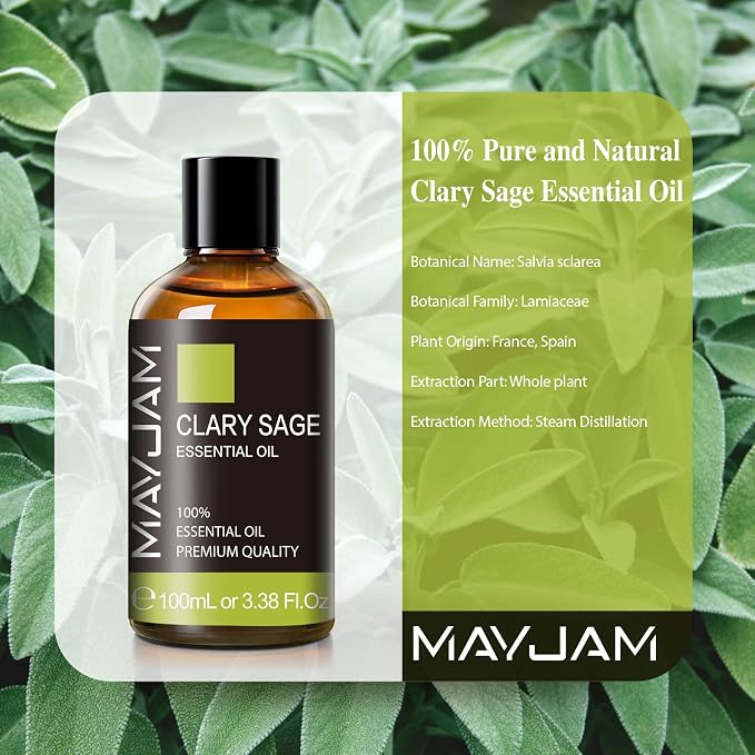 Clary Sage Essential Oil with Glass Dropper - Image 3