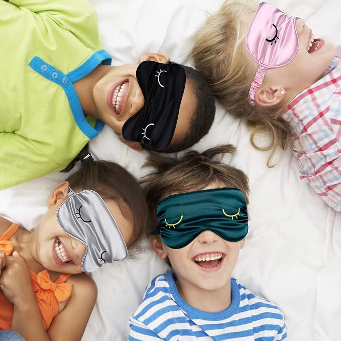 4 Pieces Sleep Eye Masks Silk Sleep Eye Cover Cute Lightweight Adjustable - Image 6