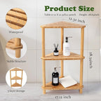 Bamboo Corner Shower Caddy Stand 3-Tier Waterproof, Free Standing Bathroom - Image 3