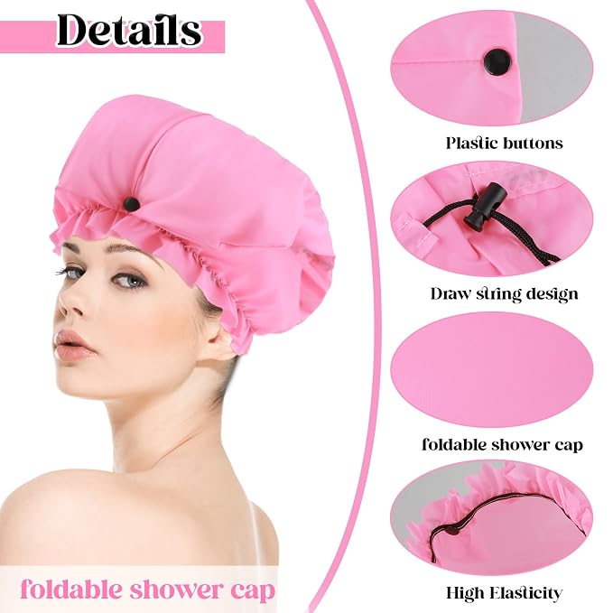2 Pcs Large Shower Cap for Braids, Extra Long Shower Cap for Women Long Hair & - Image 3