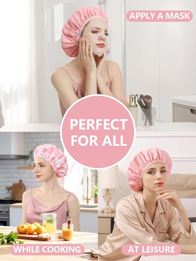 Years calm Shower Caps for Women Reusable Waterproof, Double Layer Waterproof - Image 7