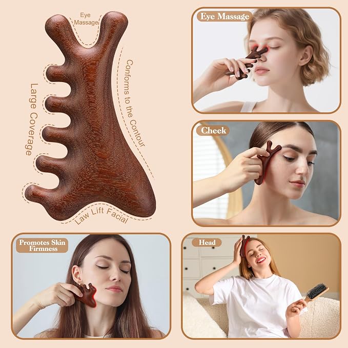 ProSuites 3 Pack Wooden Scalp Massager Tool Loc Combs, Long Handle Head Massage - Image 3