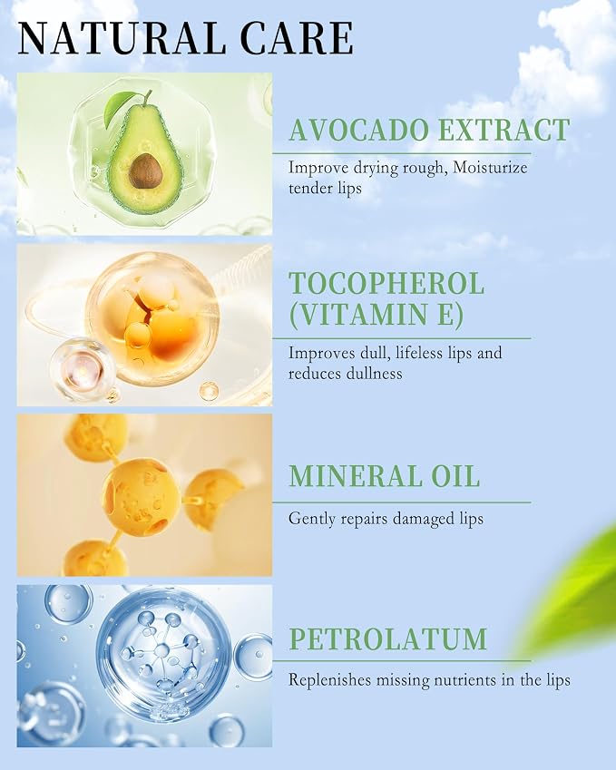 Lip Balm Set-8pcs Avocado Hydrating Lip Balm, Moisturizing Soothing Care Lip - Image 4