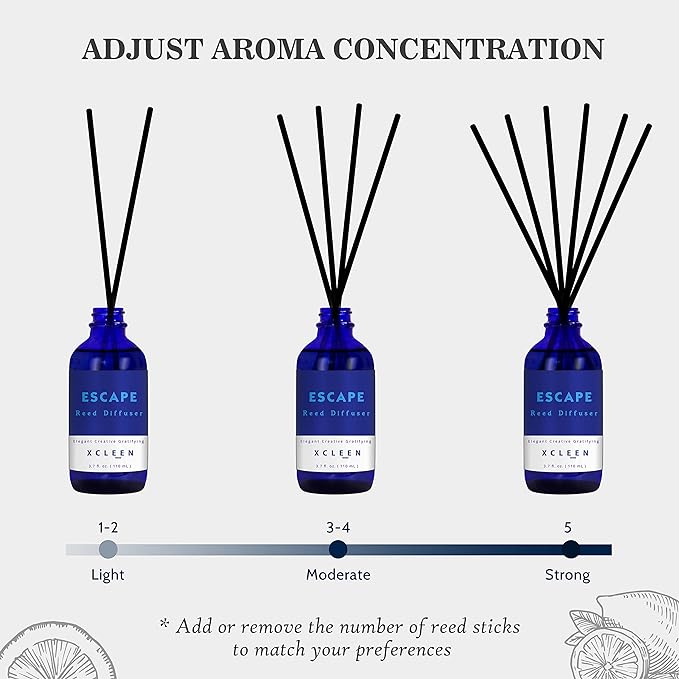 Xcleen Reed Diffusers Set, 3.7 Oz Scent Diffuser, 6 Reed Diffuser Sticks - Image 5