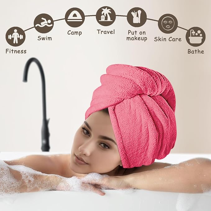 Microfiber Hair Towel Turban 3 Pack | Super Absorbent Quick Drying Hair Wrap - Image 7