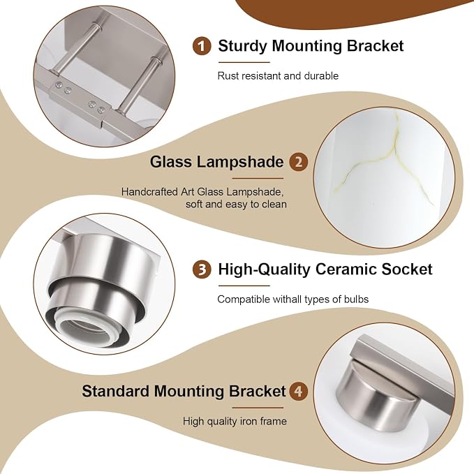 5-Light Bathroom Light Fixtures, Modern Vanity Lights, Brushed Nickel Metal - Image 6