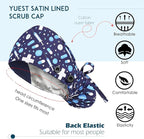 Satin Lined Scrub Caps with Buttons & Sweathand, Surgical Caps - Image 2