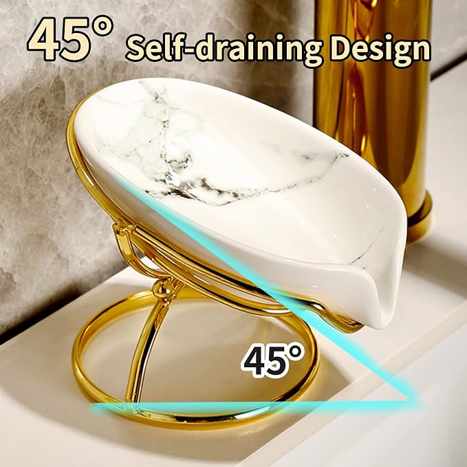 Dobbyby Leaf-Shaped Soap Dish – Ceramic Soap Bar Holder - Image 7