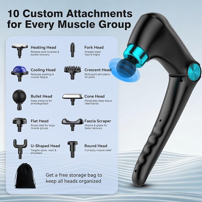 Back Massager with Heat & Cold Therapy, Foldable Deep Tissue Massage Gun - Image 4