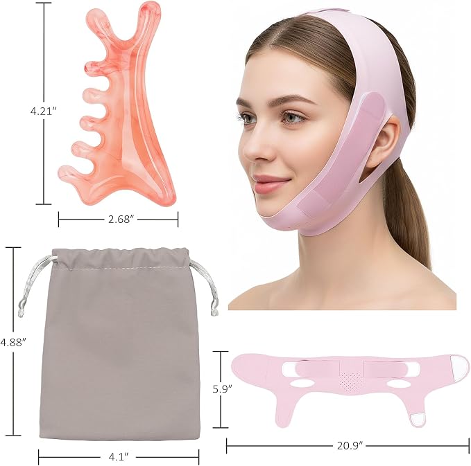 4 in 1 Gua Sha Facial Tool & V-Line Face Mask, Self Care Gifts - Image 2