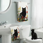 Accnicc 2 Pack Black Cat Bathroom Hand Towels Decorative Spring Floral Dish - Image 3