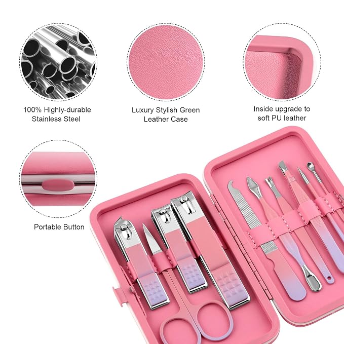 Manicure Set, Travel Mini Nail Clippers Kit Pedicure Care Tools - Image 3