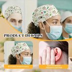 Adjustable Scrub Cap with Buttons & Sweatband, Working Hat with Elastic Tie Back - Image 6