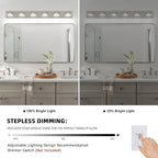 6-Light Nickel Bathroom Vanity Light Over Mirror, LED Vanity Lighting Fixtures - Image 3